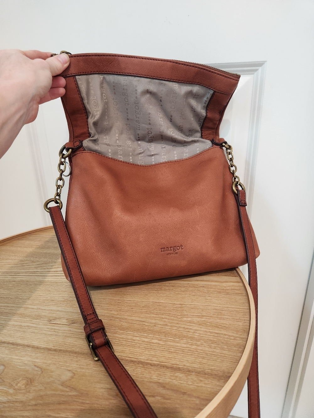 Margot Leather Crossbody Bag in Warm Brown